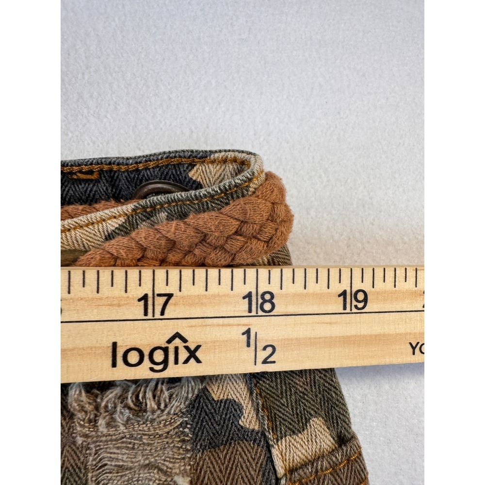 OH Jeans XL Camo Cargo Pants Distressed Paint Splatter Rope Belt Y2K Streetwear - Picture 8 of 9